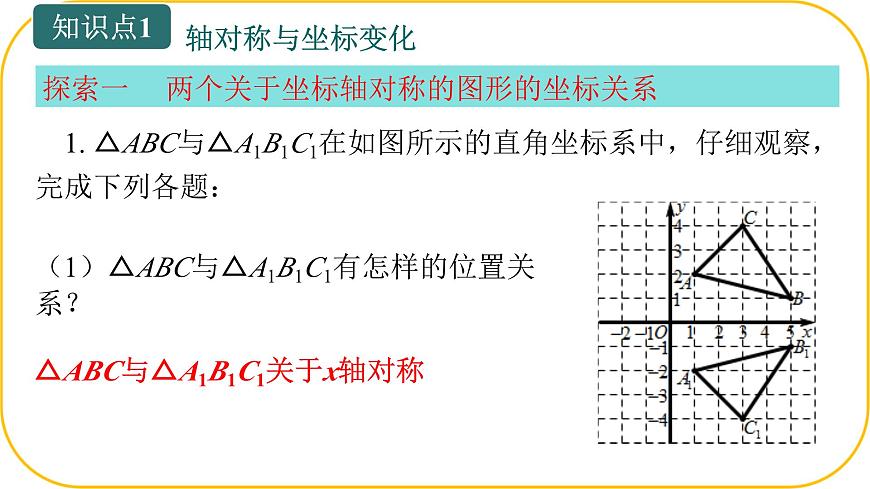 北师大版八年级上册数学第三章位置与坐标3.3轴对称与坐标变化课件第4页