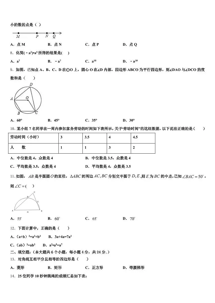 2025届黑龙江省黑河市孙吴县中考数学适应性模拟试题含解析第2页