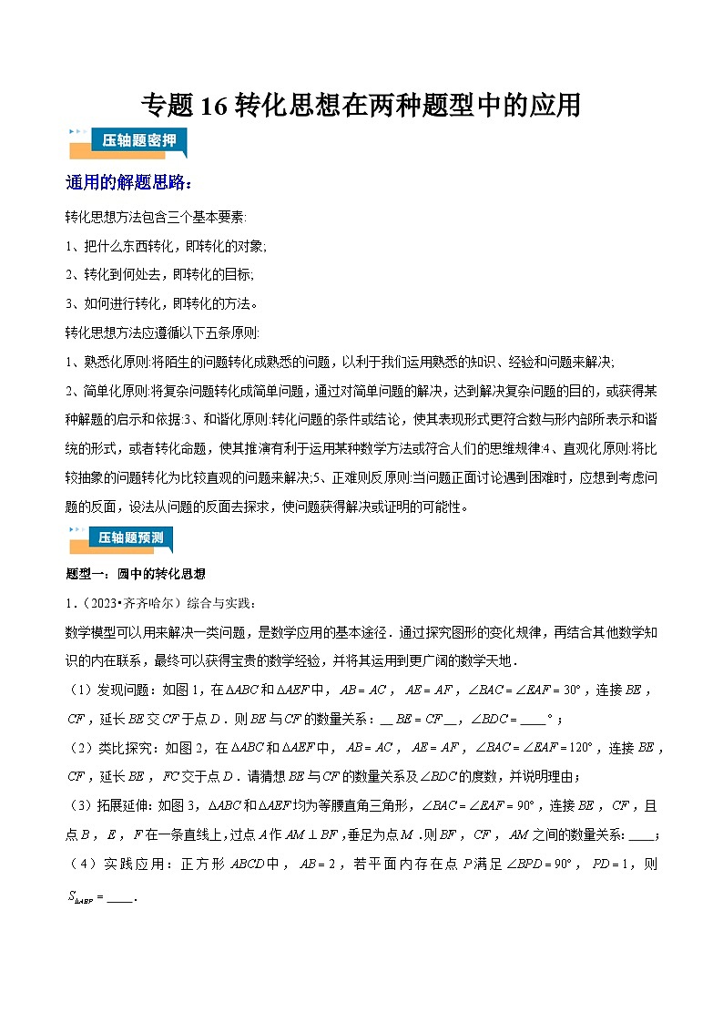 专题16 转化思想在两种题型中的应用 (教师版)第1页