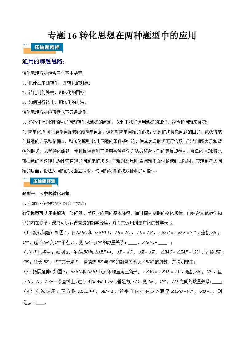 专题16 转化思想在两种题型中的应用 (学生版)第1页