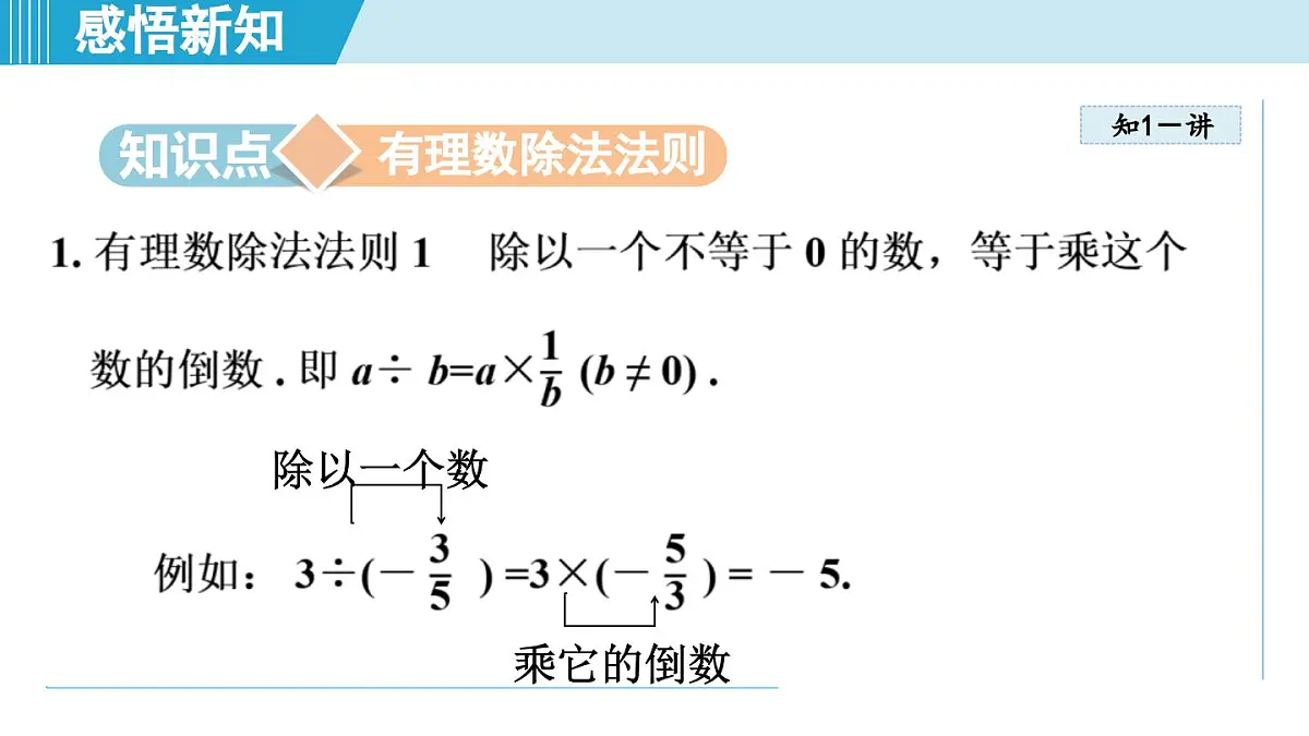 冀教版七年级数学上册 1.9 有理数的除法（第一章 有理数 学习、上课课件）第3页