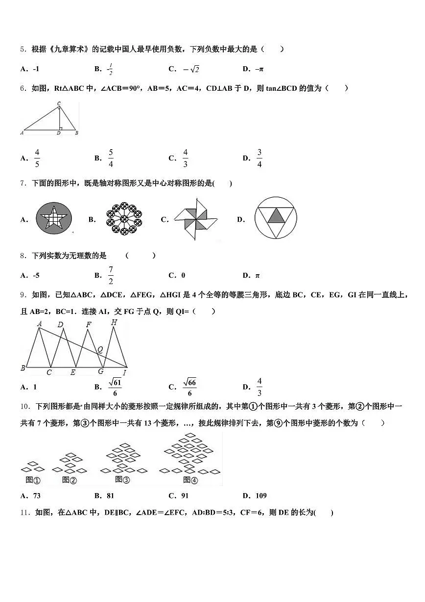 2024-2025学年临夏回族自治州临夏县初中数学毕业考试模拟冲刺卷含解析第2页