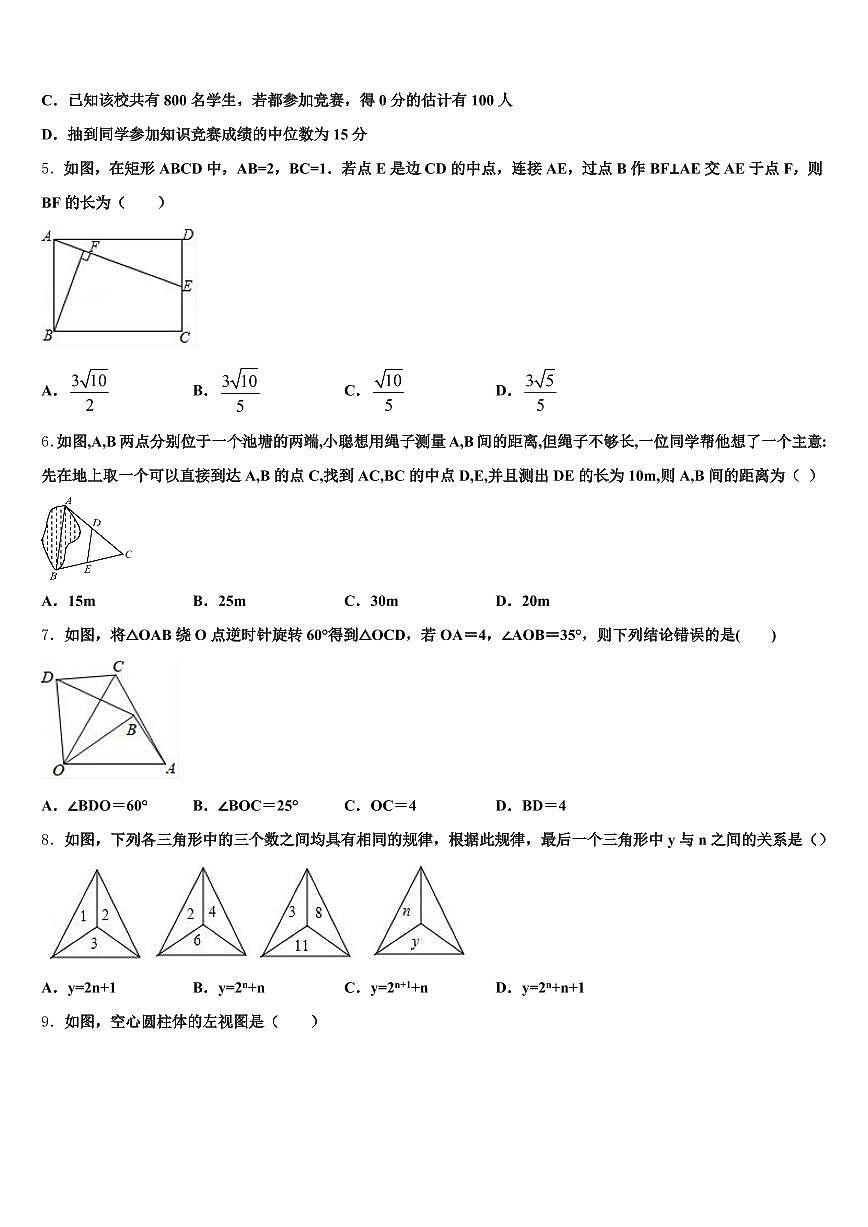 2025届湖南省长沙市雨花区中考联考数学试卷含解析第2页