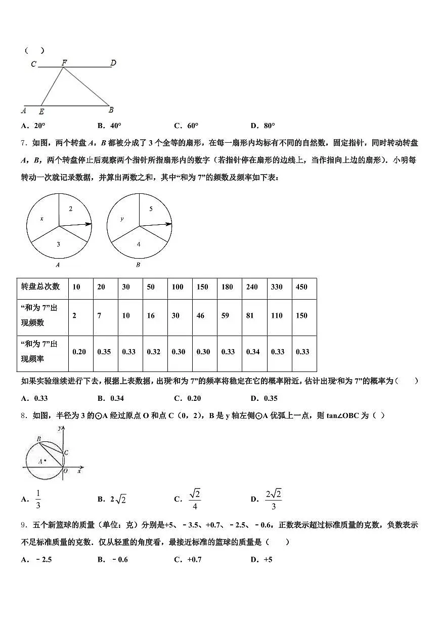 2024-2025学年浙江省漳州市中考数学全真模拟试卷含解析第2页