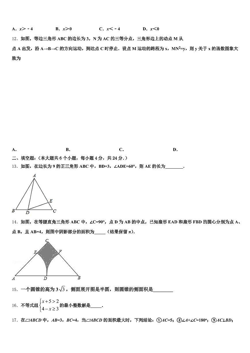 狮子山区2025届中考数学对点突破模拟试卷含解析第3页