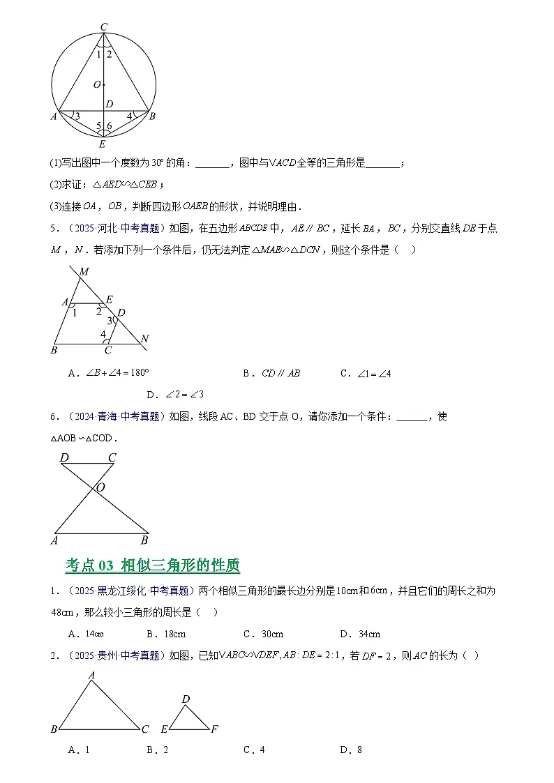 2023-2025年全国中考数学真题分类汇编 专题15 相似三角形第3页