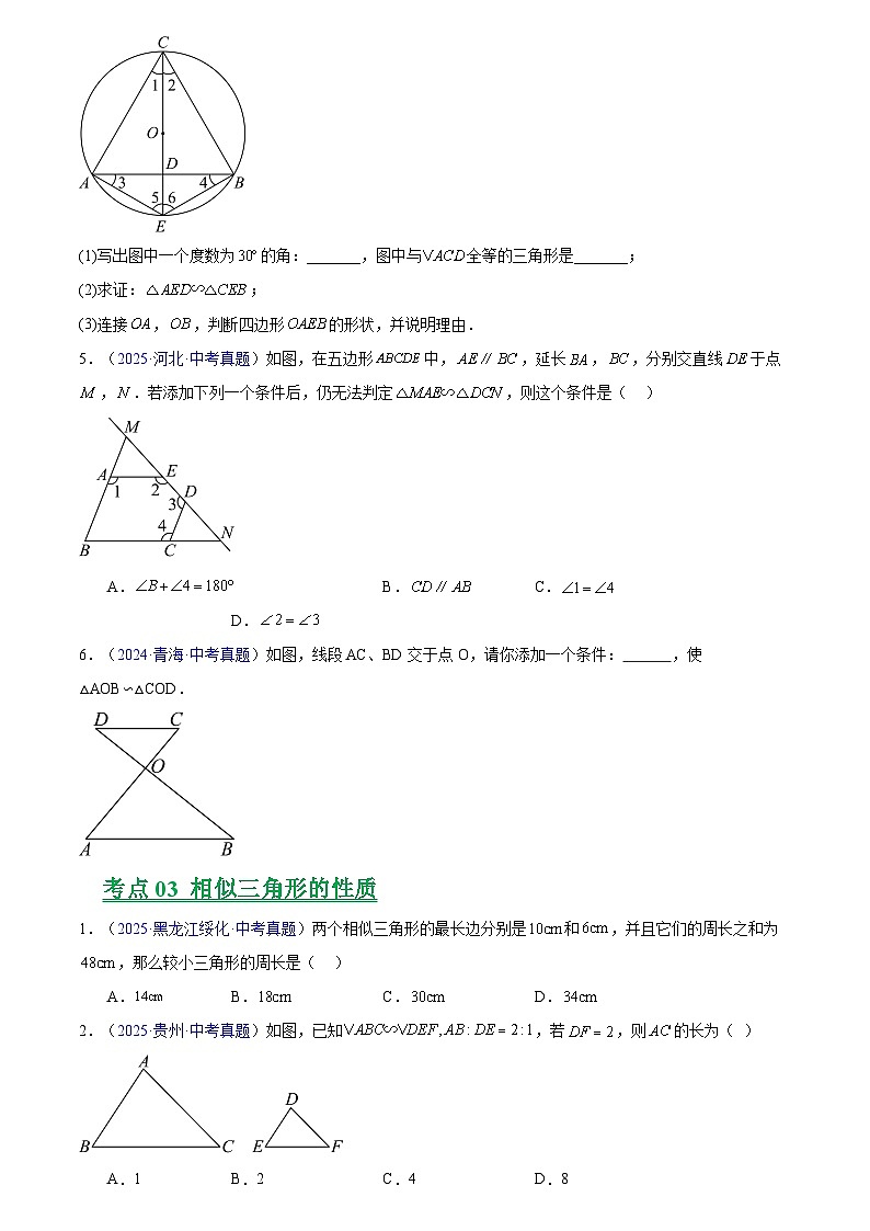 2023-2025年全国中考数学真题分类汇编 专题15 相似三角形第3页