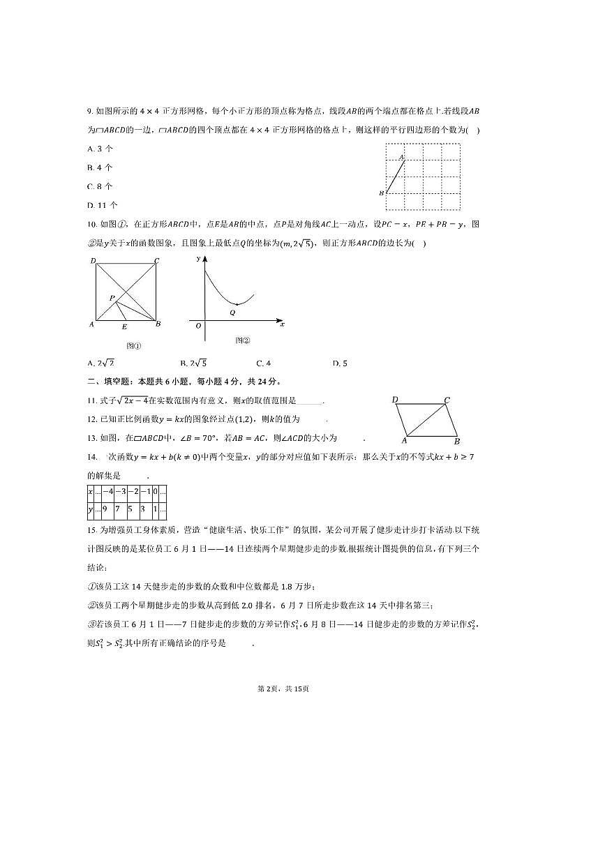 2024～2025学年福建省厦门三十中八年级(下)期末数学试卷(含答案)第2页