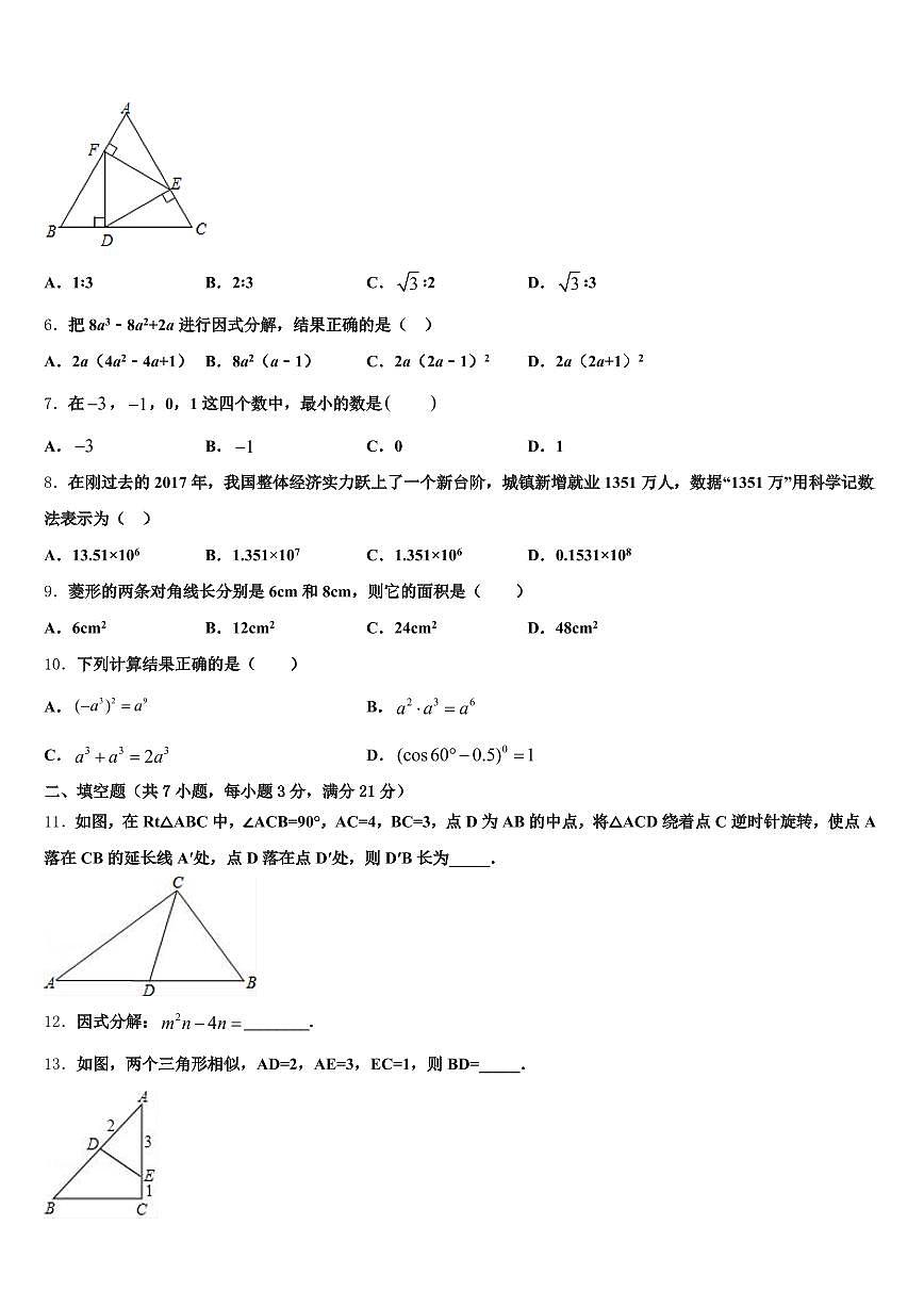 吉林省白山市江源区2025年中考数学全真模拟试题含解析第2页