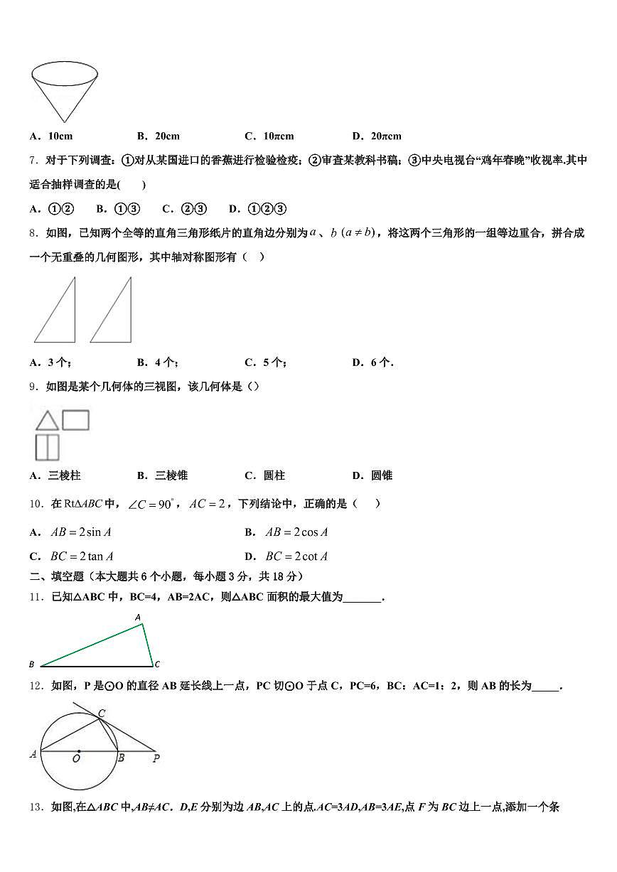 桐城市2025年中考考前最后一卷数学试卷含解析第2页