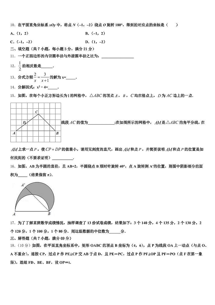 云南省红河哈尼族彝族自治州泸西县2024-2025学年中考数学适应性模拟试题含解析第3页