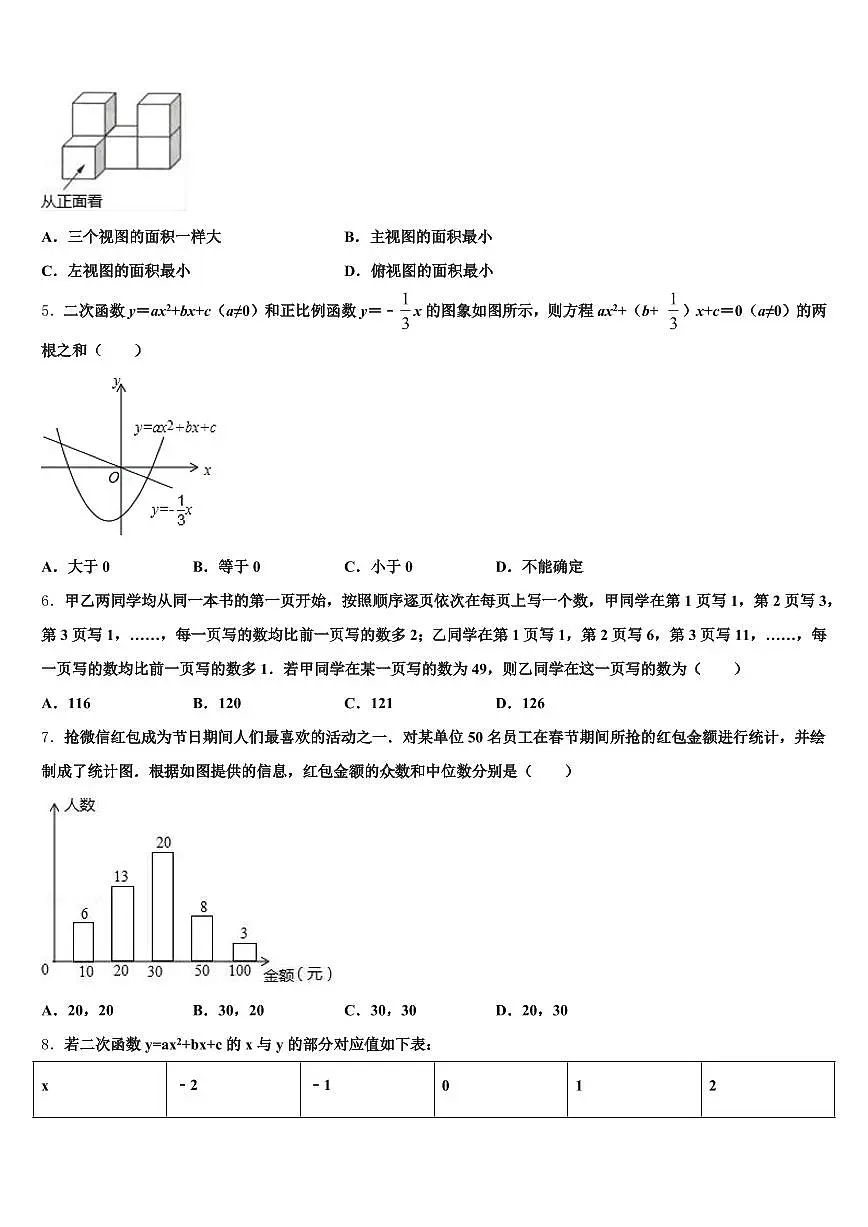 2025年河南省鹤壁市中考三模数学试题含解析第2页