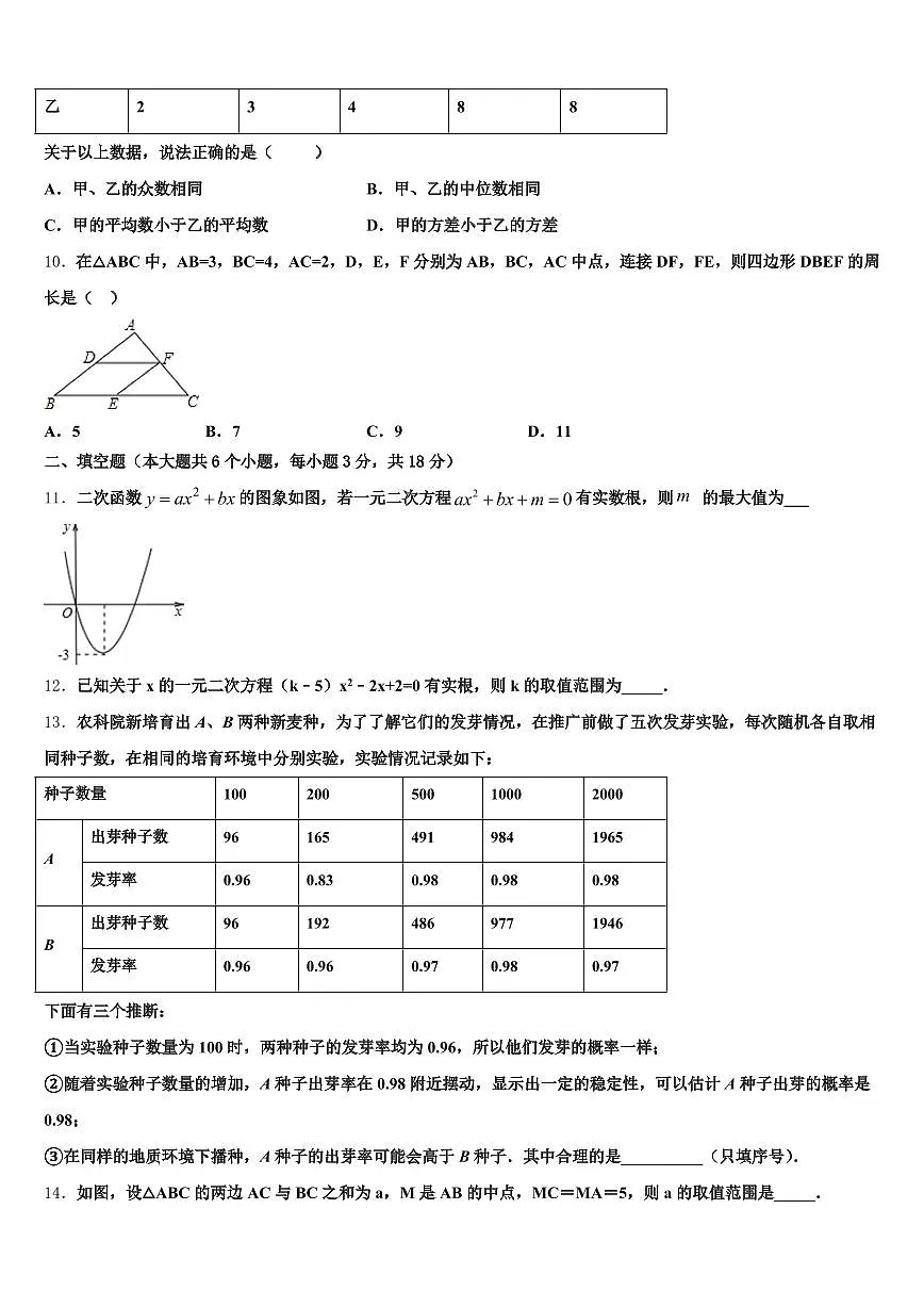 山东省青岛市崂山区2025年中考数学考试模拟冲刺卷含解析第3页