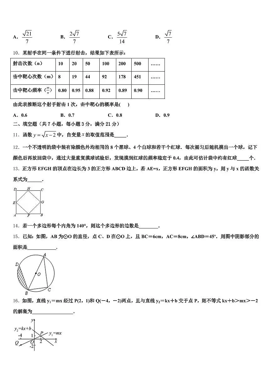 2024-2025学年牡丹江市东宁市中考数学全真模拟试题含解析第3页