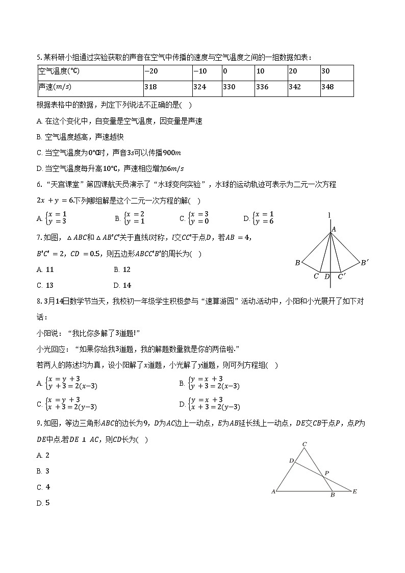 2024-2025学年山东省济南市槐萌区七年级（下）期末数学试卷（含答案）第2页