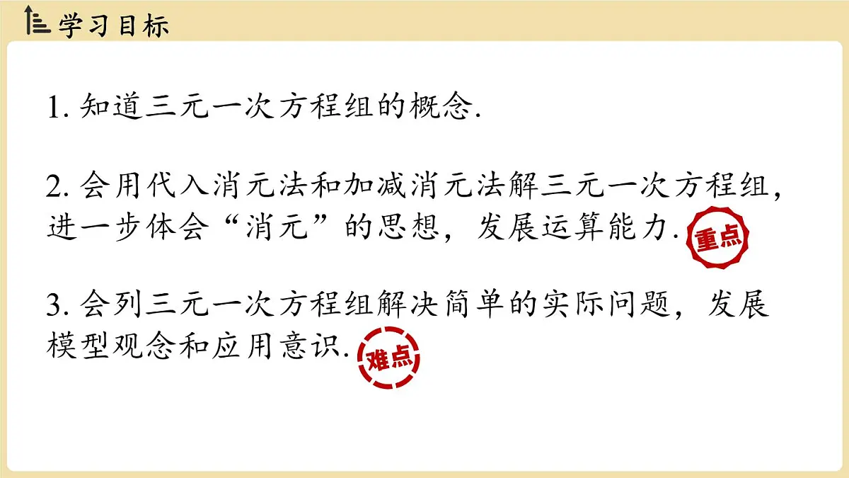 2025年湘教版七年级数学上册 3.8 三元一次方程组（课件）第2页