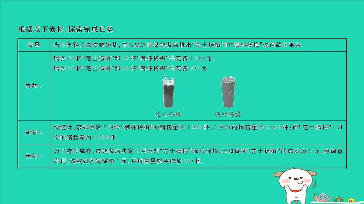 2025九年级数学上册第22章一元二次方程综合与实践奶茶销售方案制定问题作业课件新版华东师大版第2页