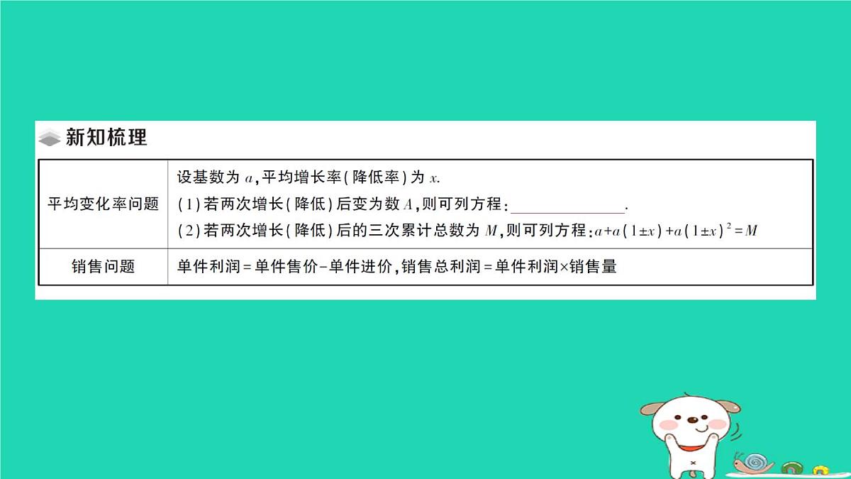 2025九年级数学上册第22章22.3实践与探索第2课时用一元二次方程解决平均变化率销售问题作业课件新版华东师大版第2页