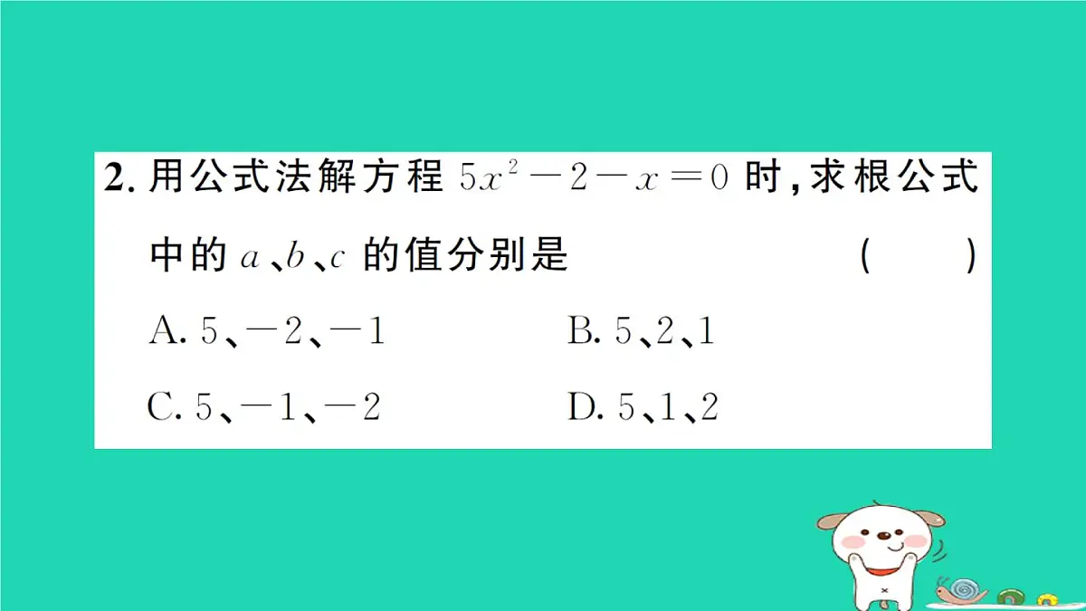 2025九年级数学上册第22章22.2一元二次方程的解法22.2.3公式法作业课件新版华东师大版第3页