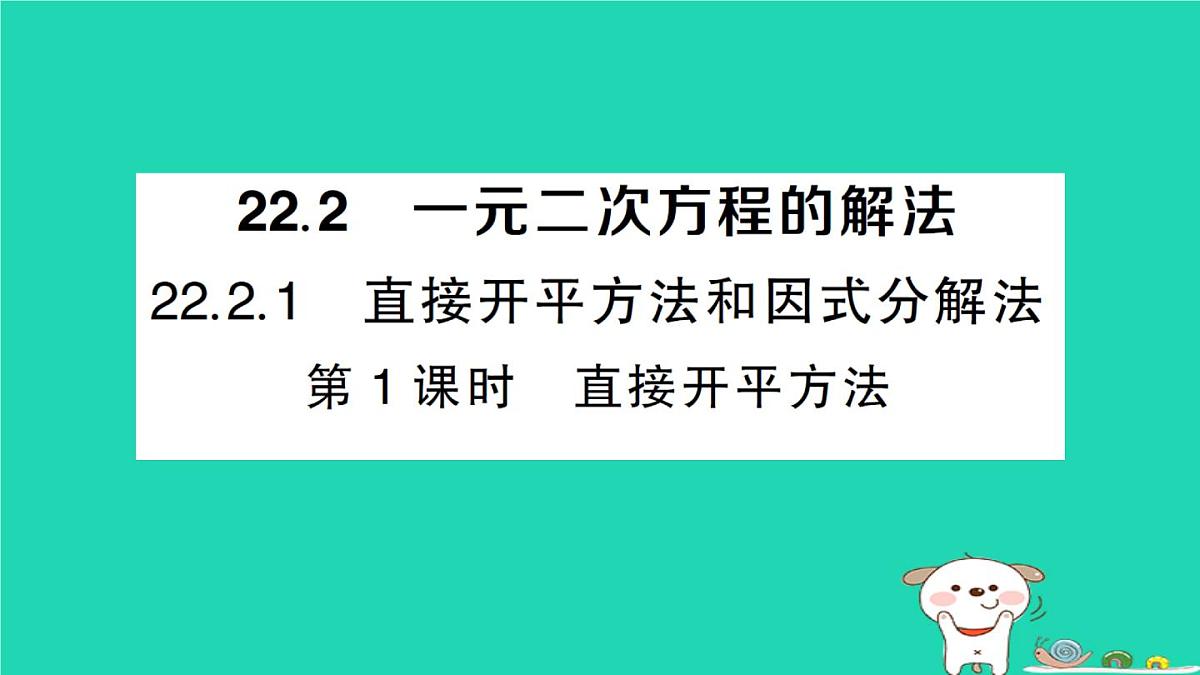 2025九年级数学上册第22章22.2 22.2.1直接开平方法和因式分解法第1课时直接开平方法作业课件新版华东师大版第1页