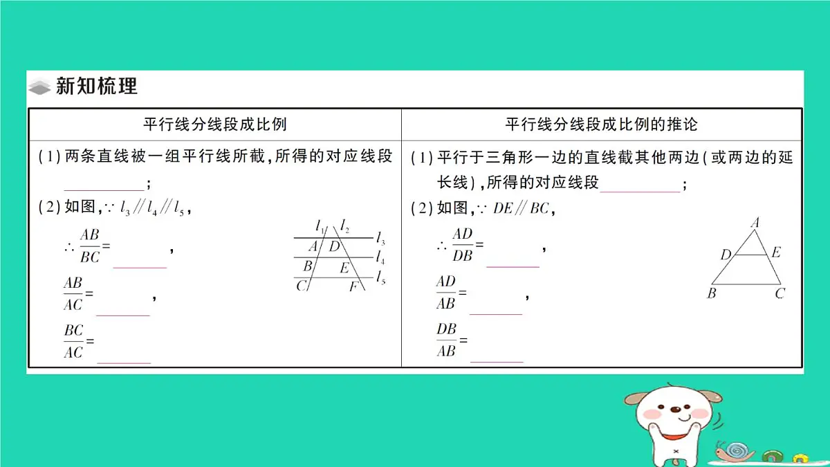 2025九年级数学上册第23章图形的相似23.1成比例线段23.1.2平行线分线段成比例作业课件新版华东师大版第2页