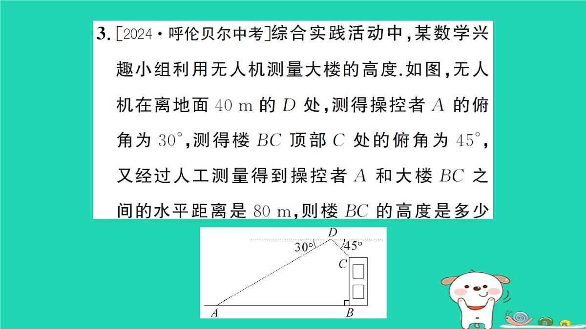 2025九年级数学上册第24章解直角三角形24.4解直角三角形专题15解直角三角形的应用题型强化专题作业课件新版华东师大版第4页