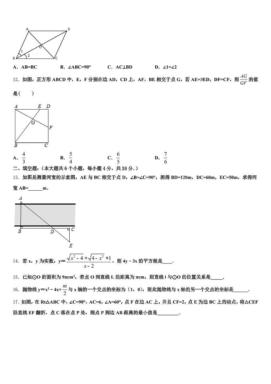 平顶山市新华区2025年中考一模数学试题含解析第3页