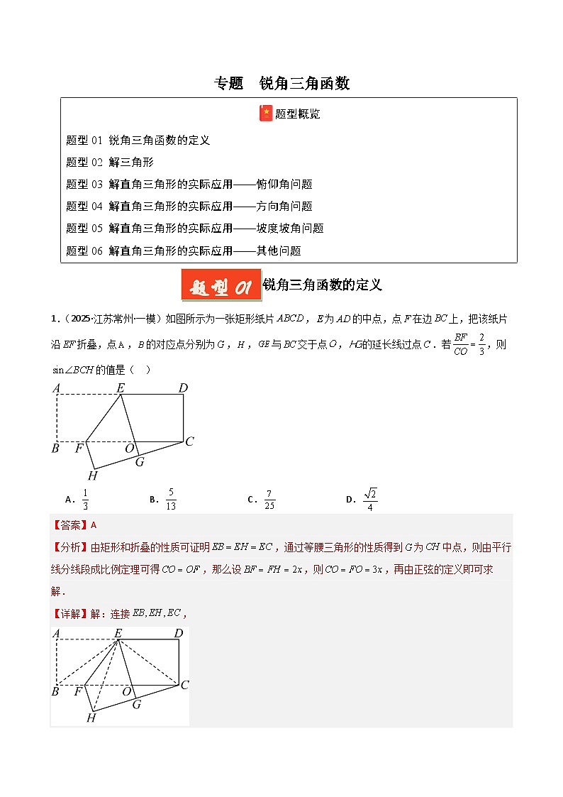 专题 锐角三角函数（解析版）第1页