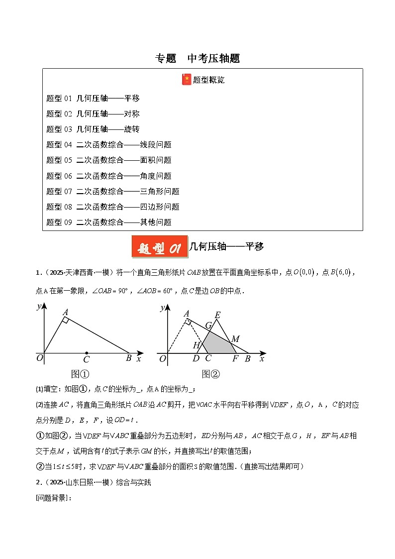 专题 中考压轴题（原卷版） 第1页