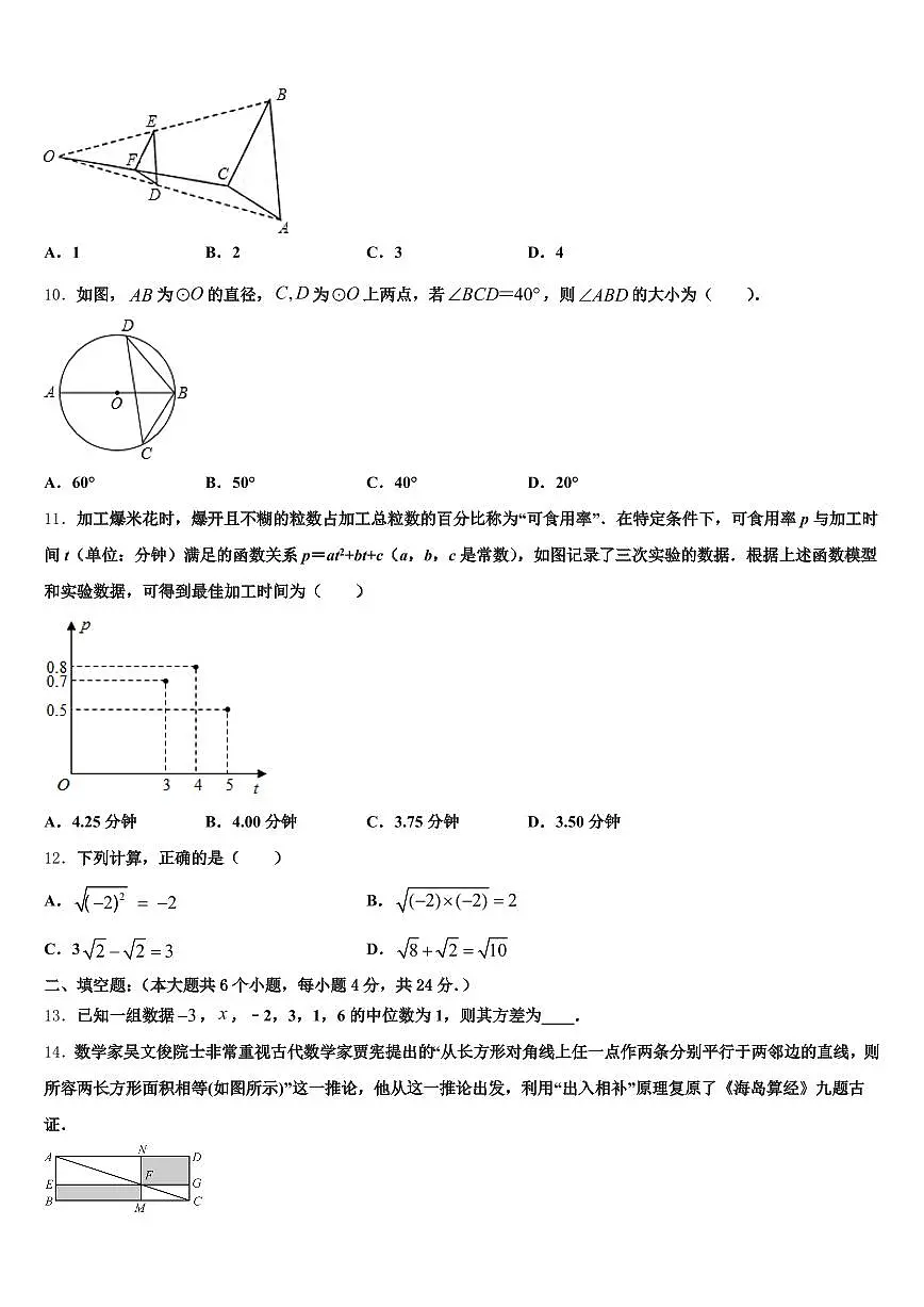 2024-2025学年河南省信阳市商城县中考数学适应性模拟试题含解析第3页
