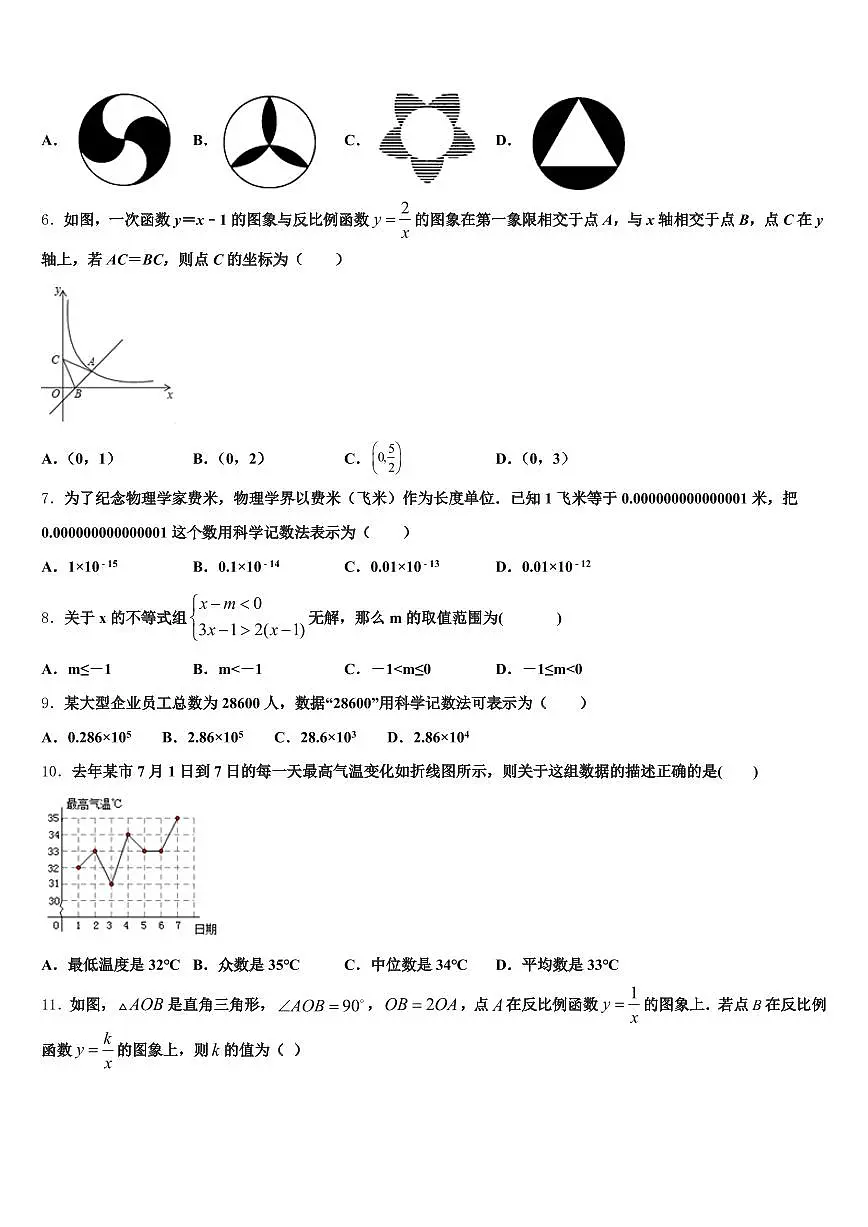 固始县2025年中考数学最后一模试卷含解析第2页