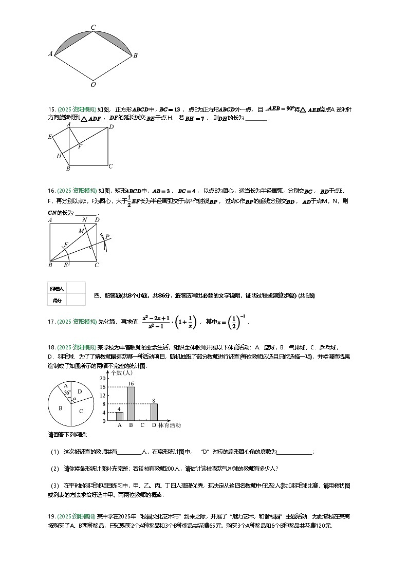 四川省资阳市2025年九年级下中考数学二模试题（含答案解析）第3页