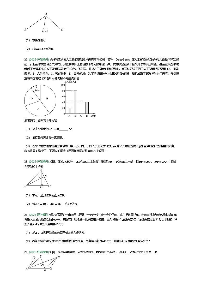 湖南省怀化市2025年九年级下中考三模数学试题（含答案解析）第3页