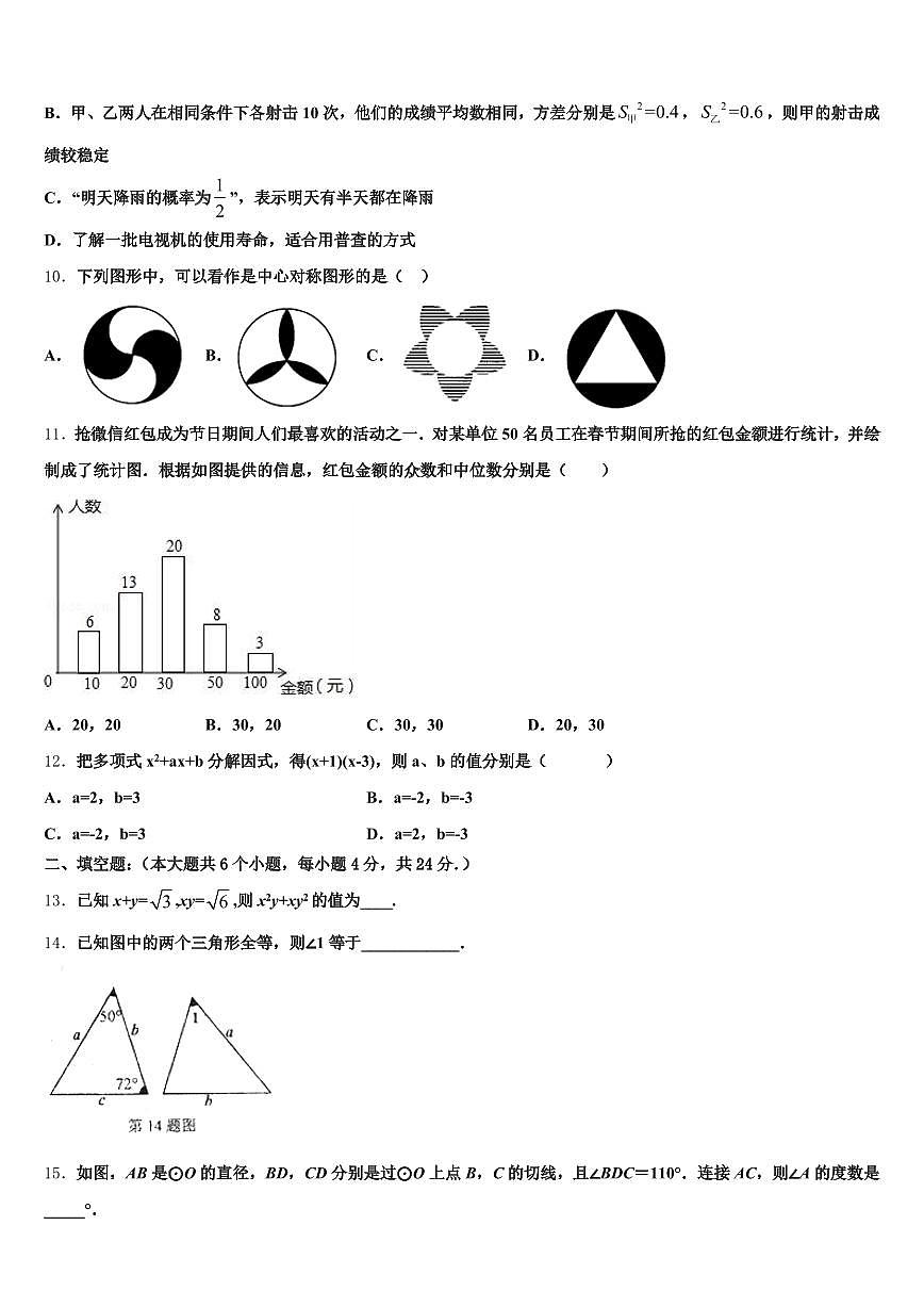 鸡西市2025届中考数学考前最后一卷含解析第3页