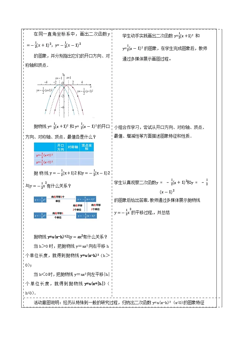 【25秋季】新人教版九年级数学上册22.1.3二次函数y=a〖(x-h)〗^2+k的图象与性质名师教案第3页