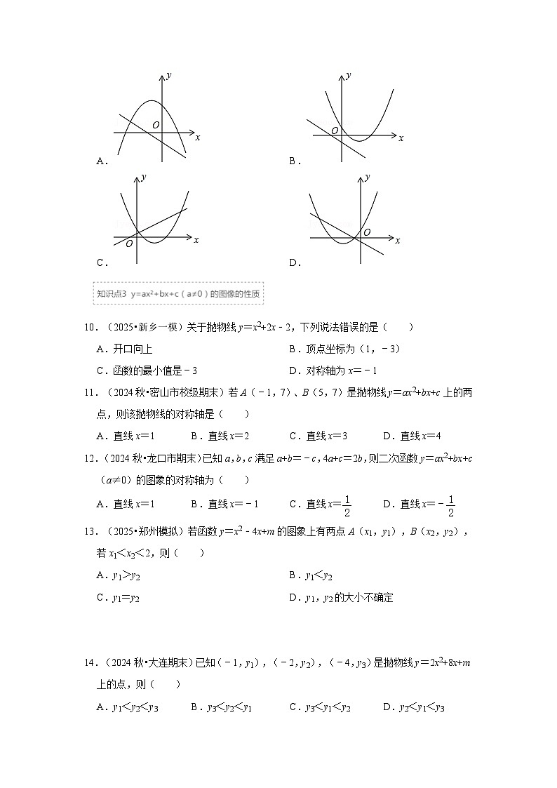 25-26学年人教九年级数学上册专项训练测试-专题22.1.5 二次函数y=ax²+bx+c的图像和性质（1）（附名师详解）第3页