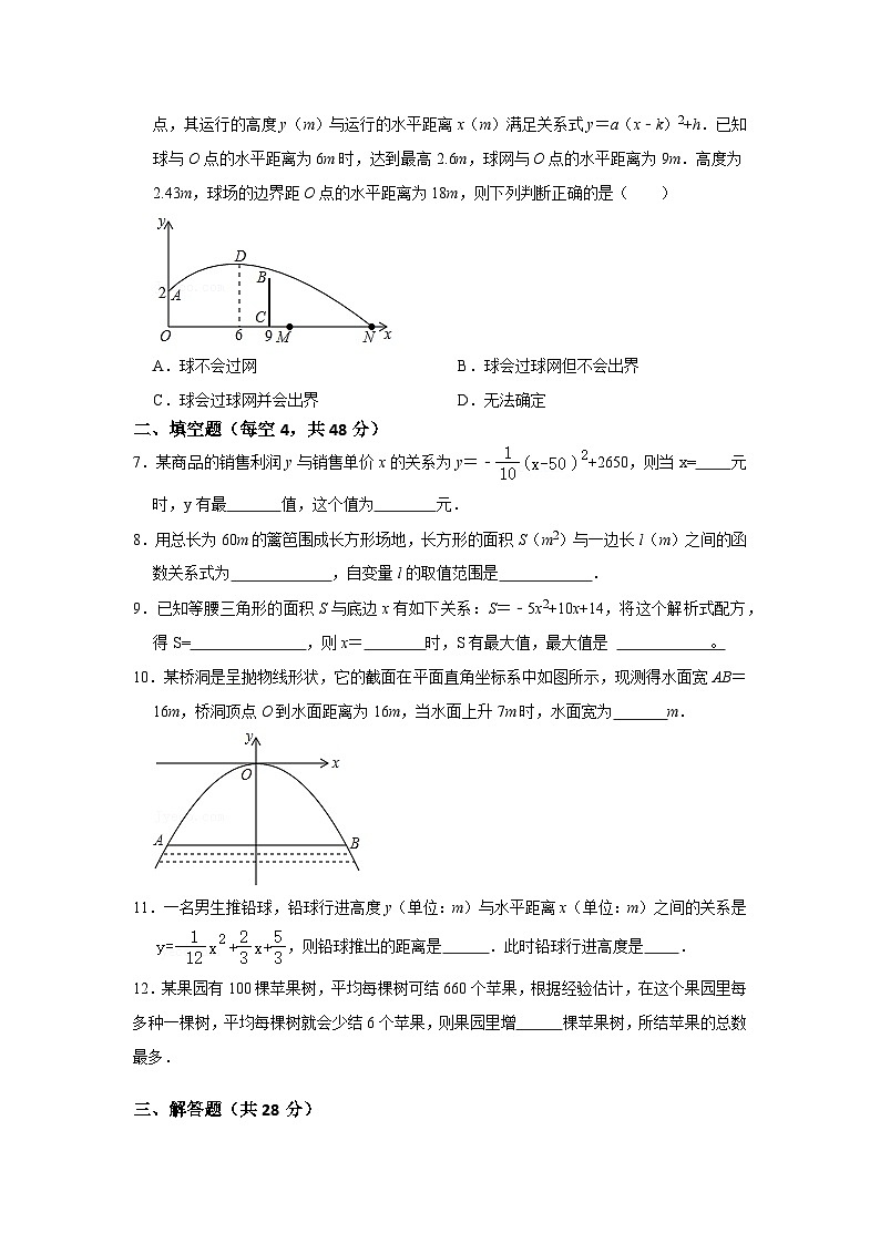 25-26学年人教九年级数学上册专项训练测试-专题22.3  二次函数测试卷（附名师详解）第2页