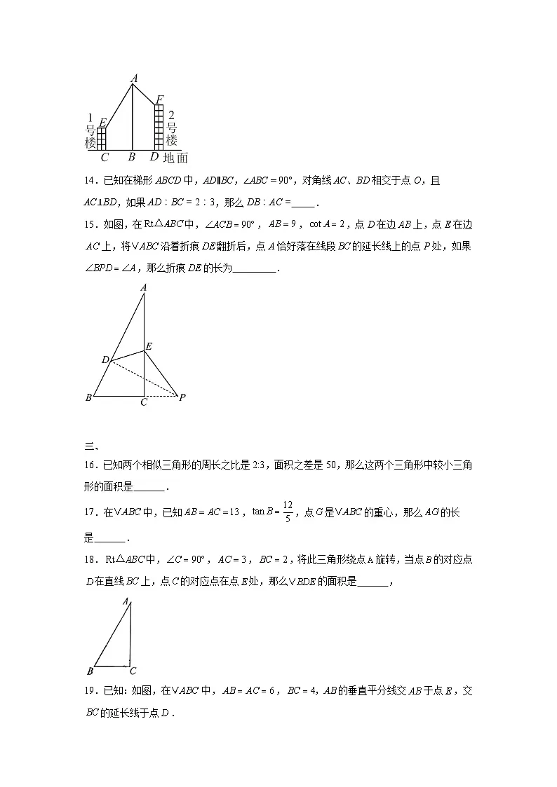 上海市闵行区2024-2025学年九年级上学期数学期中试题第3页