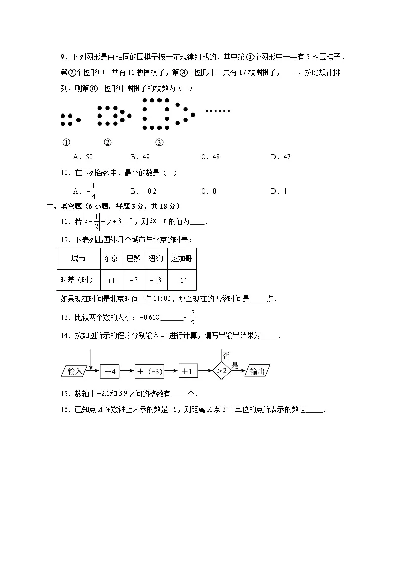 青岛版2025—2026学年七年级上册数学第一次月考全真模拟试卷第2页