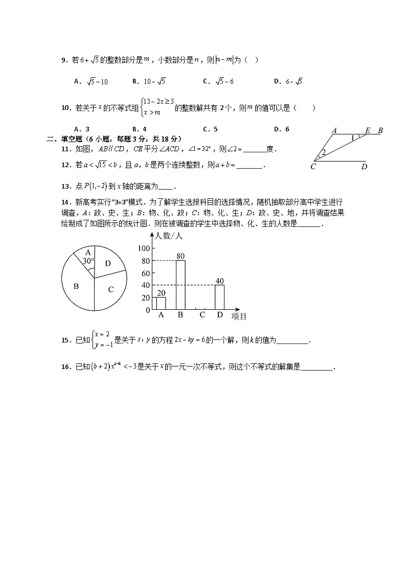 人教版2024—2025学年七年级下册数学期末复习强化提分训练第2页