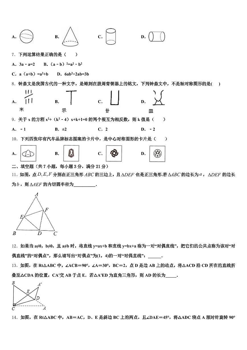2025届广西壮族自治区河池市巴马瑶族自治县中考数学全真模拟试题含解析第2页