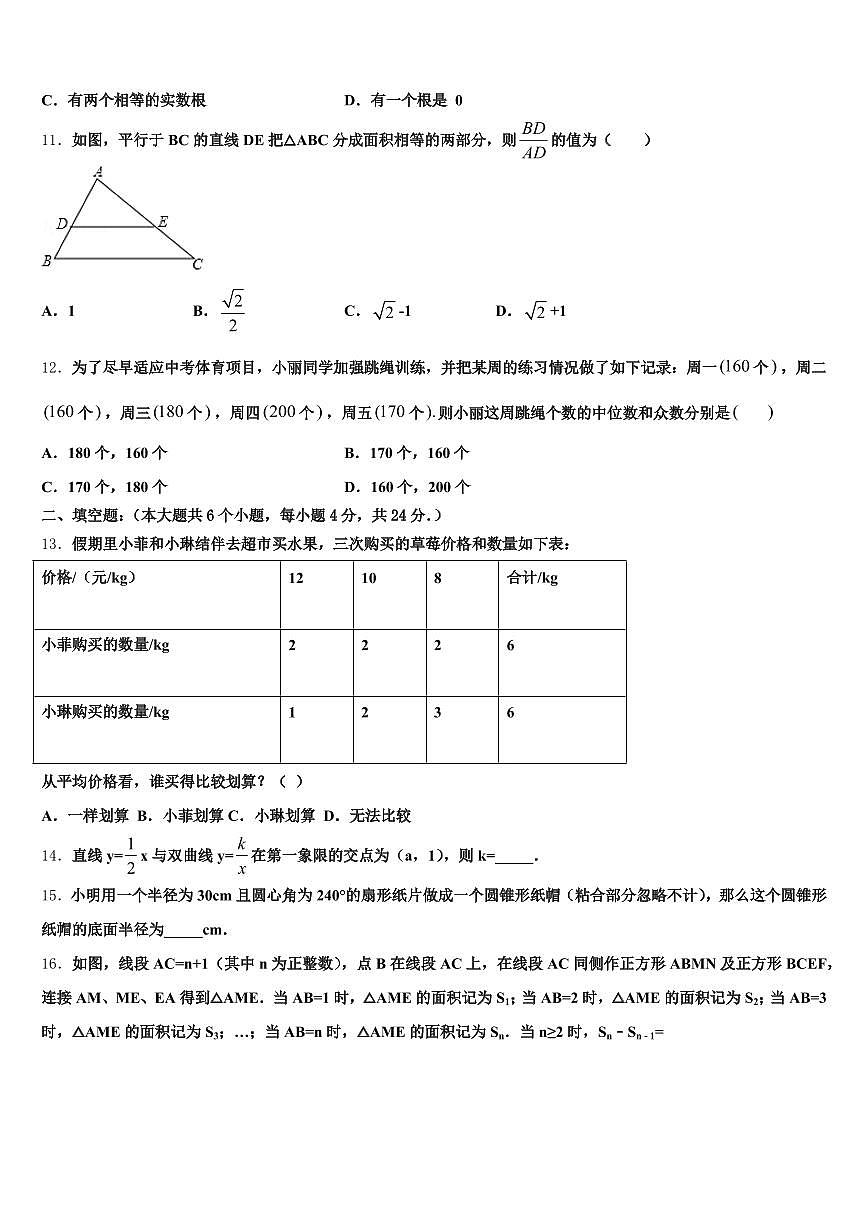 2024-2025学年惠州市惠东县中考数学适应性模拟试题含解析第3页