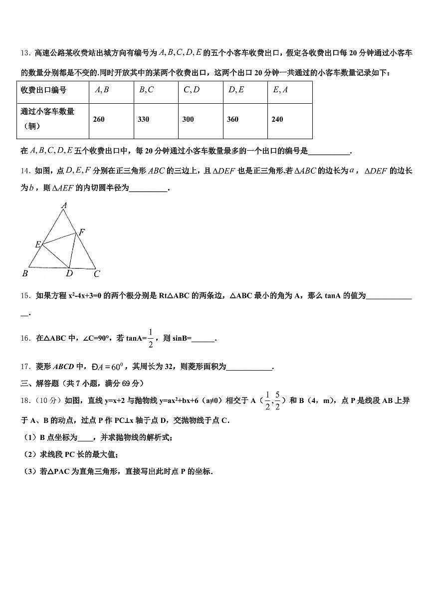 辽宁省大连市普兰店市2024-2025学年中考数学押题试卷含解析第3页