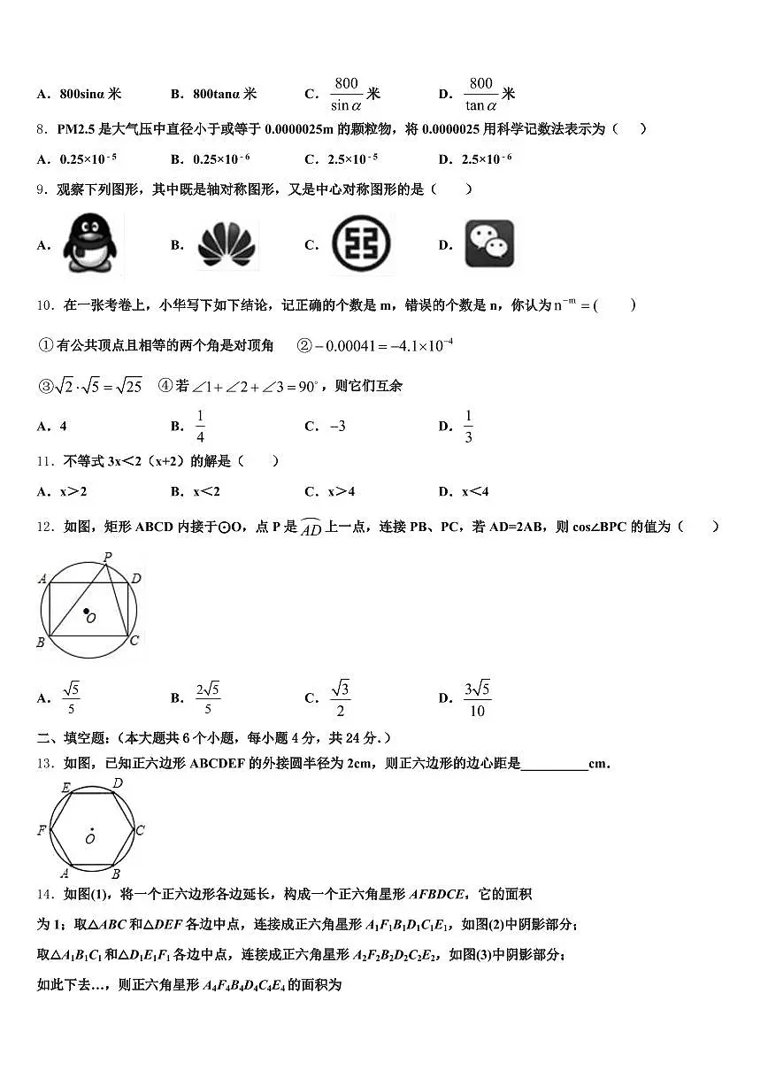 新疆维吾尔克拉玛依市白碱滩区2024-2025学年中考适应性考试数学试题含解析第2页