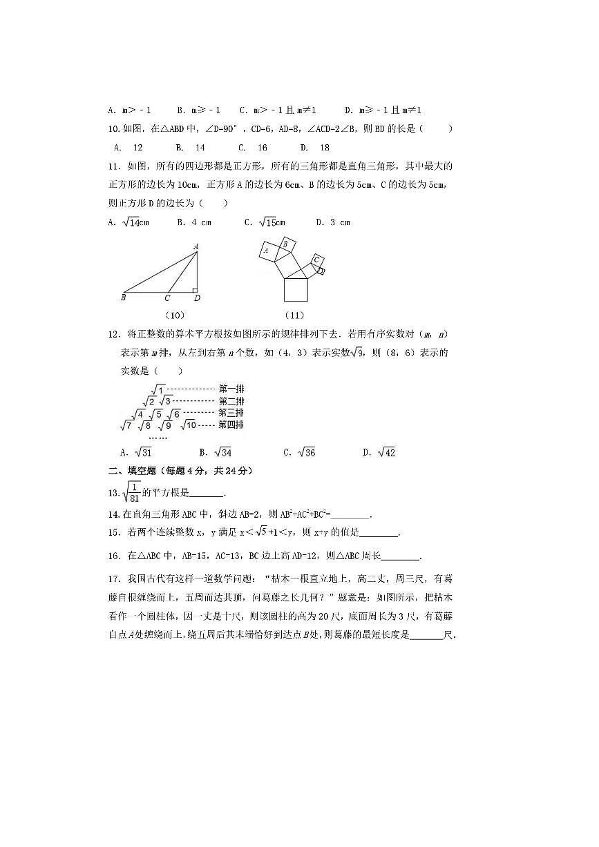 2024～2025学年四川省巴中市南江县实验中学八年级上10月月考数学试卷(无答案)第2页