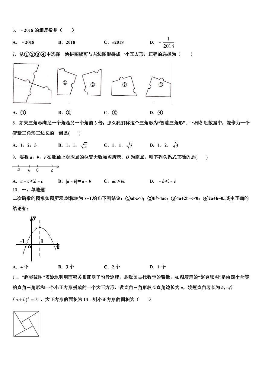 2025届西藏阿里地区札达县中考五模数学试题含解析第2页