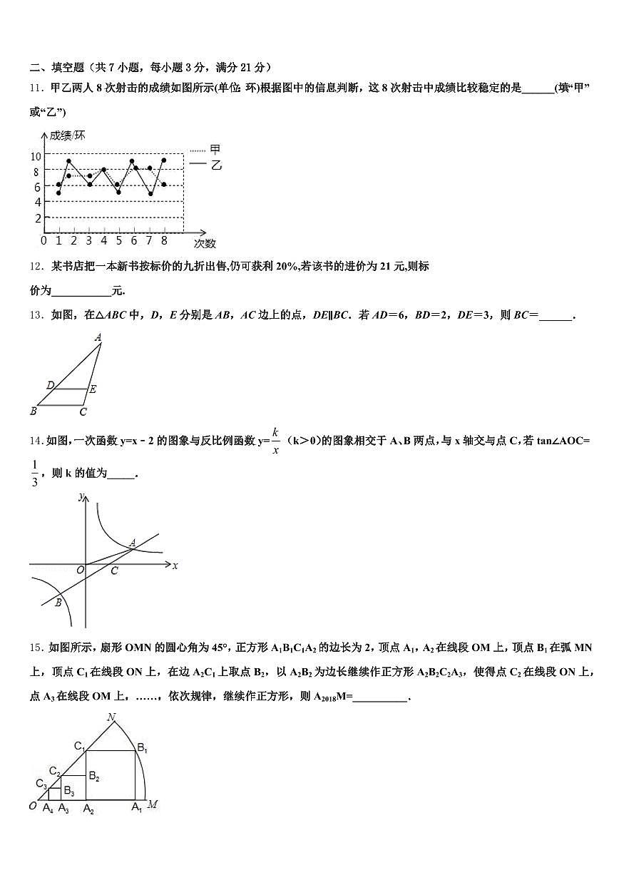 2024-2025学年泰安市中考数学模拟试题含解析第3页