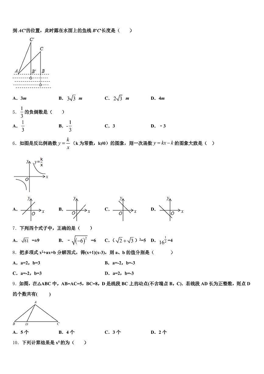 2024-2025学年远安县毕业升学考试模拟卷数学卷含解析第2页