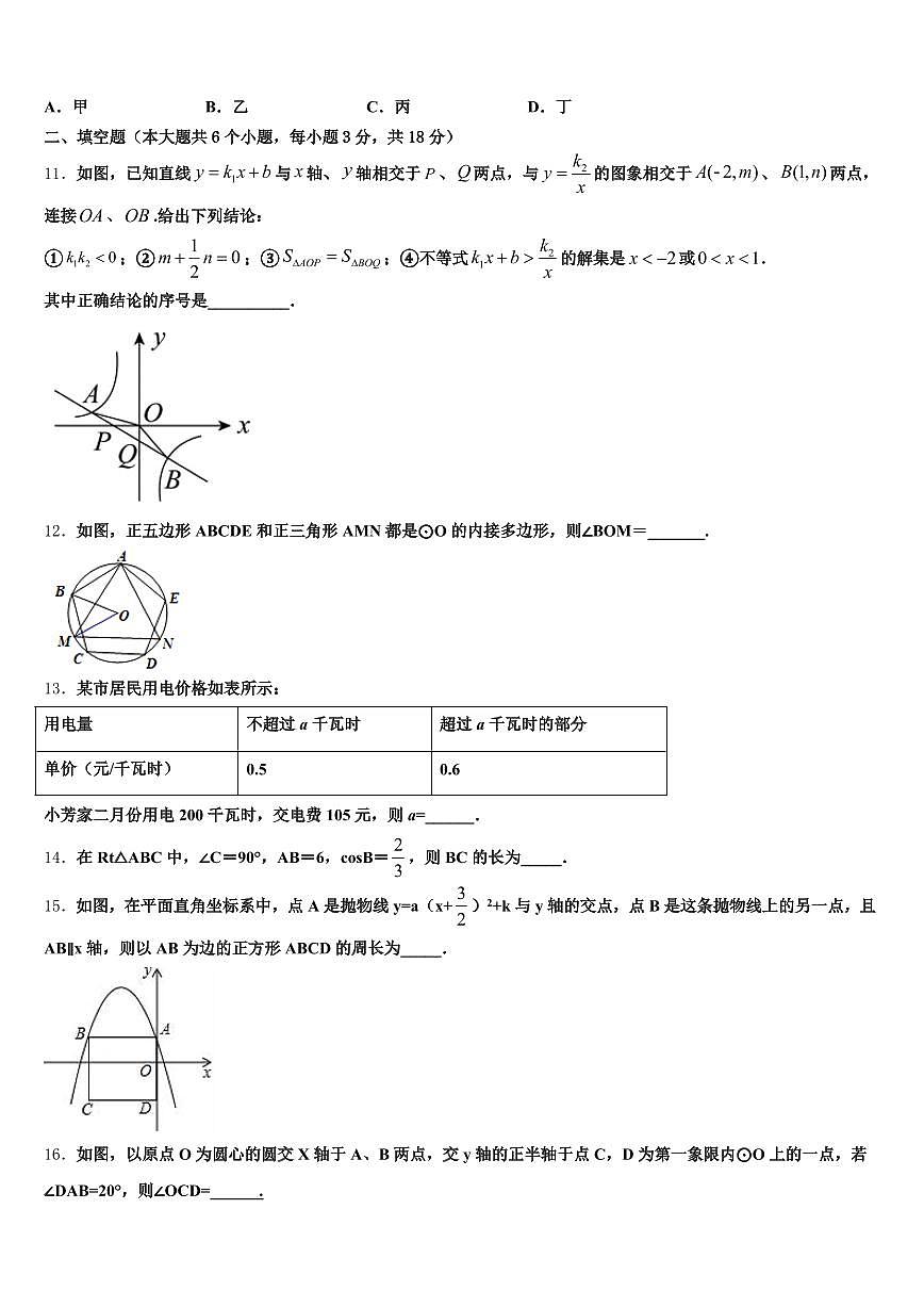 2025届淮南市潘集区中考数学对点突破模拟试卷含解析第3页