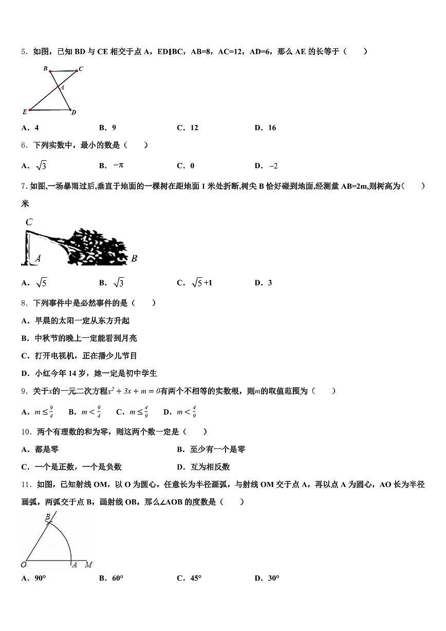 2025届宁夏回族中卫市中宁县中考四模数学试题含解析第2页